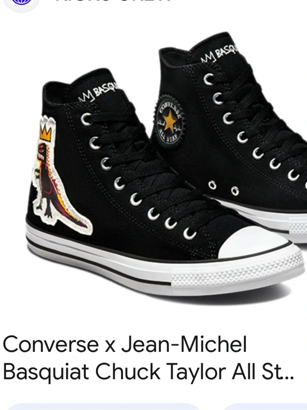 Converse Kids High Top Sneakers in Black with White Toe Cap